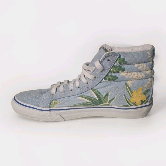 Vans Off The Wall Van Doren Light Blue Floral High Tops Size M6.5 / W8 - Picture 8 of 13